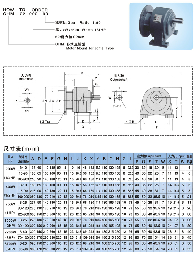 直結(jié)型臥式減速機參數(shù)